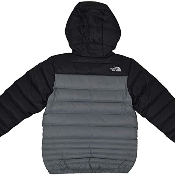 🆕 The North Face Boys Reversible Reese Hooded Down Jacket, X-Small - Mid Grey - Picture 4 of 11